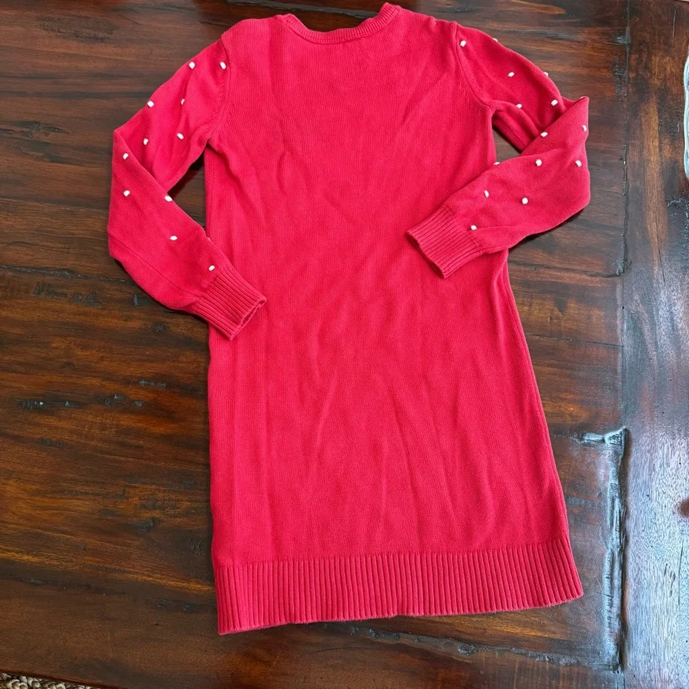 Gap Kids Girls Sweater Dress Size XXL (14/16) Red White Popcorn Dot Knit